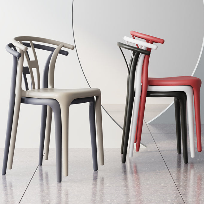 Chaise de salle à manger en plastique de style contemporain, chaise à dossier Wishbone pour cuisine