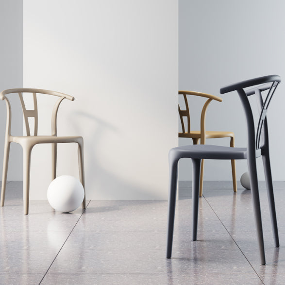 Chaise de salle à manger en plastique de style contemporain, chaise à dossier Wishbone pour cuisine