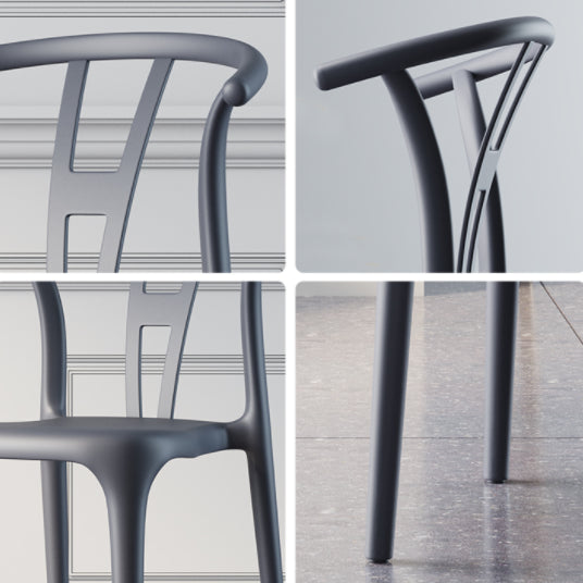 Chaise de salle à manger en plastique de style contemporain, chaise à dossier Wishbone pour cuisine