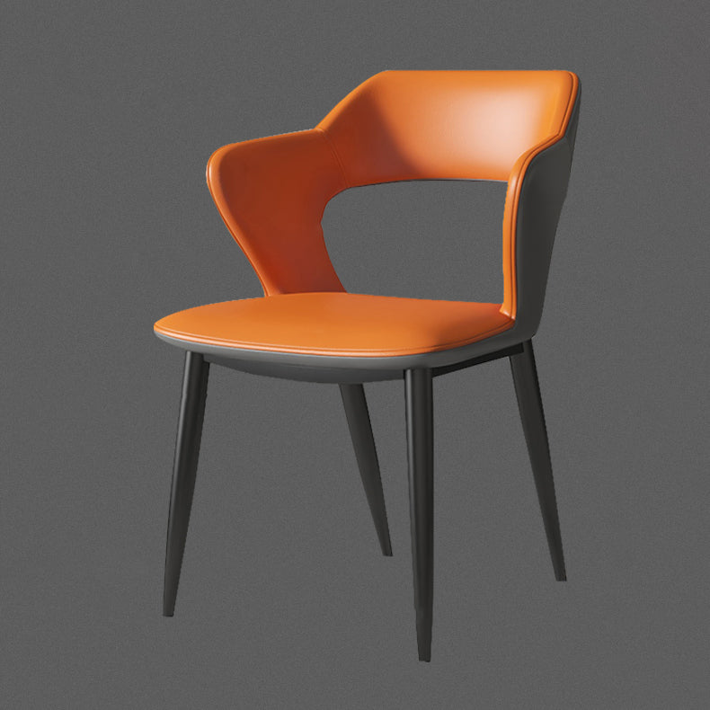 Industrial Style Faux Leather Side Chair with 4 Metal Legs Open Back Dining Side Chair