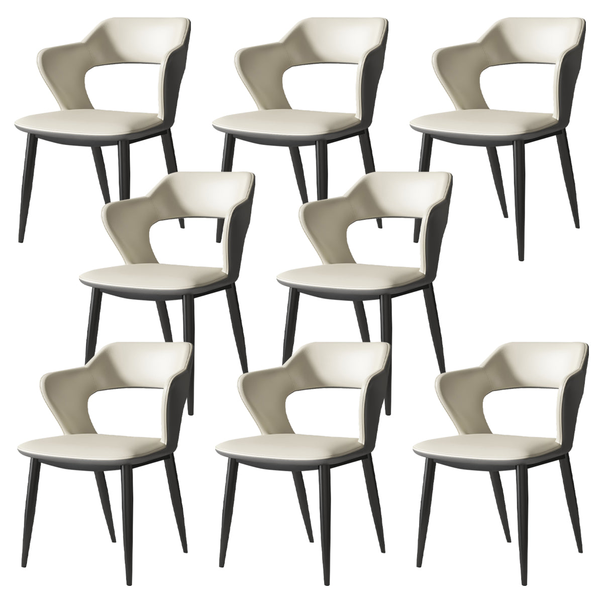 Industrial Style Faux Leather Side Chair with 4 Metal Legs Open Back Dining Side Chair