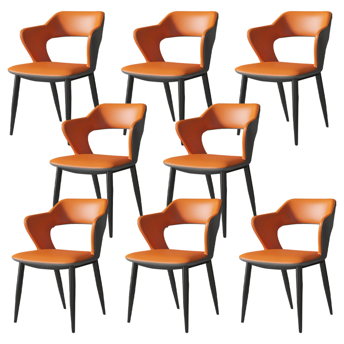 Industrial Style Faux Leather Side Chair with 4 Metal Legs Open Back Dining Side Chair