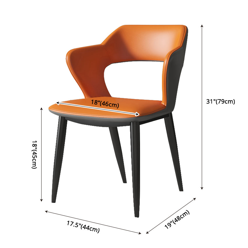 Industrial Style Faux Leather Side Chair with 4 Metal Legs Open Back Dining Side Chair
