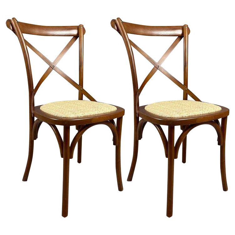 Wooden Contemporary Indoor Dining Side Chair Stackable Cross Back Chair