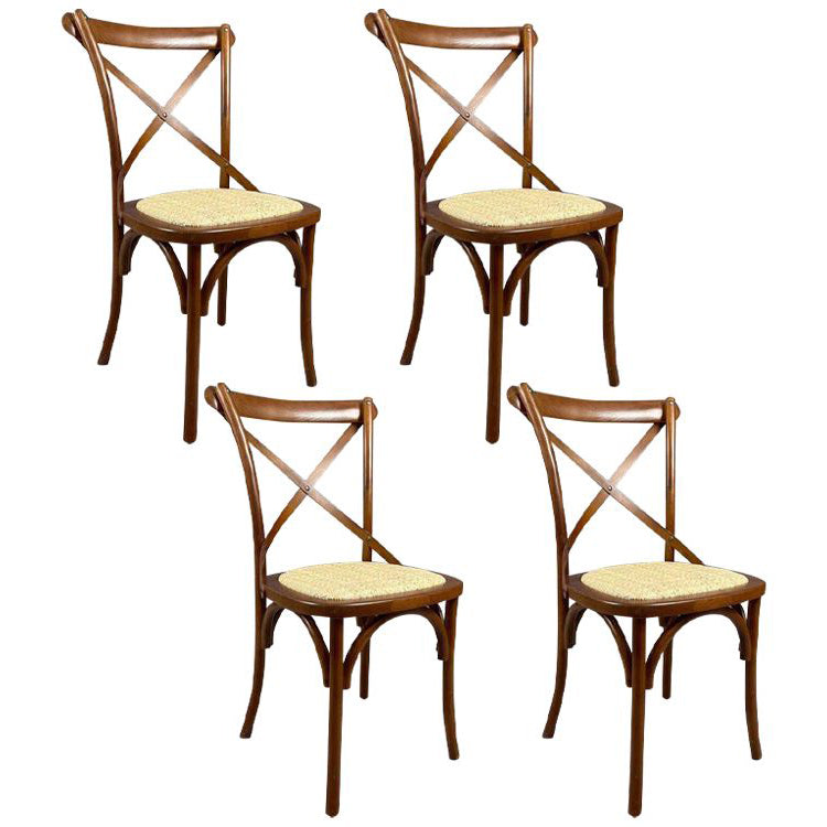 Wooden Contemporary Indoor Dining Side Chair Stackable Cross Back Chair