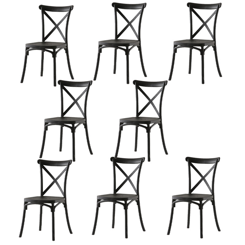 Chaise de salle à manger en plastique de style moderne, chaise latérale à dossier croisé de 17 pouces de large pour la cuisine