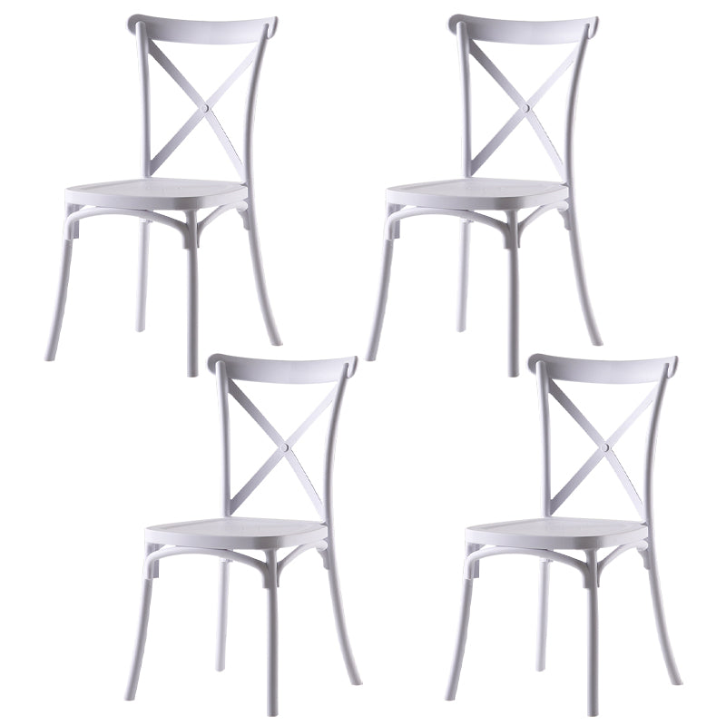 Chaise de salle à manger en plastique de style moderne, chaise latérale à dossier croisé de 17 pouces de large pour la cuisine