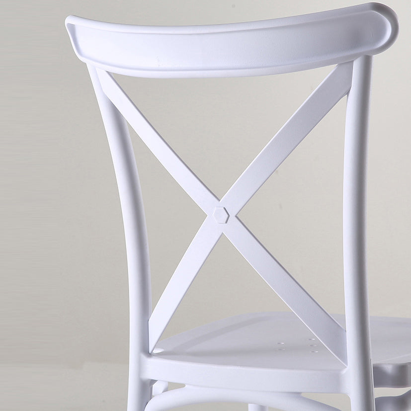 Chaise de salle à manger en plastique de style moderne, chaise latérale à dossier croisé de 17 pouces de large pour la cuisine
