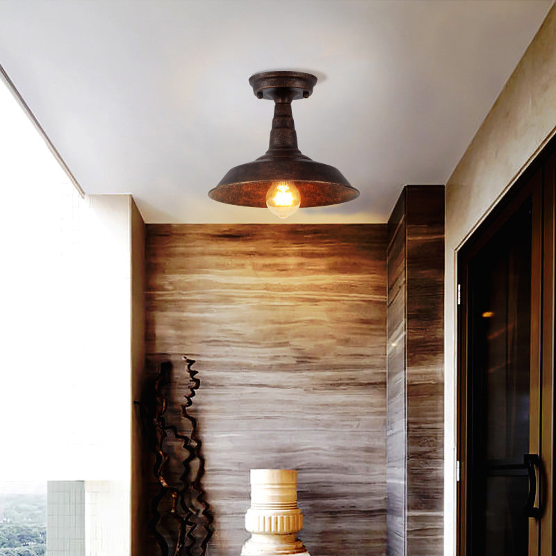 Plafonnier en fer de style industriel, 1 ampoule, plafonnier noir/marron