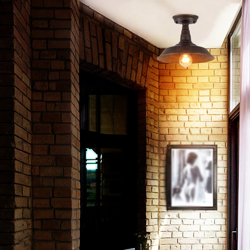 Plafonnier en fer de style industriel, 1 ampoule, plafonnier noir/marron