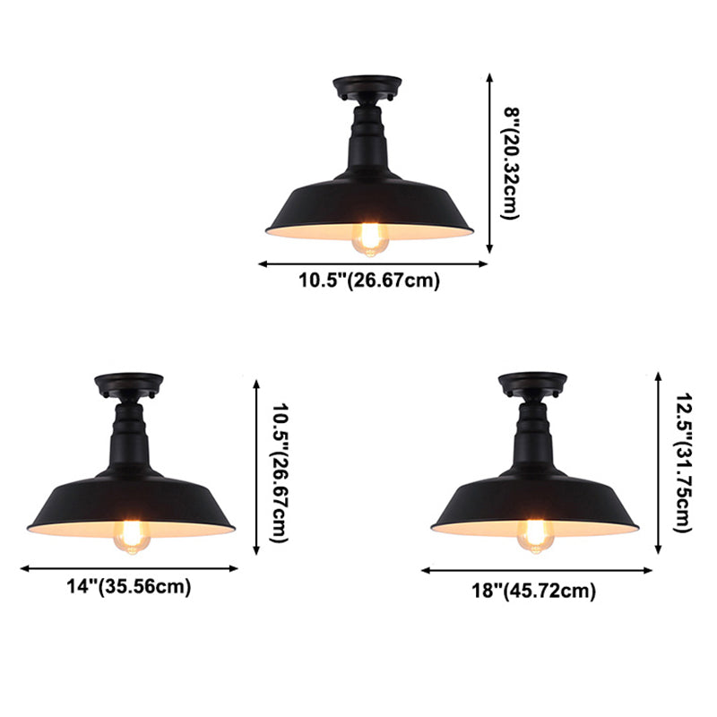Plafonnier en fer de style industriel, 1 ampoule, plafonnier noir/marron