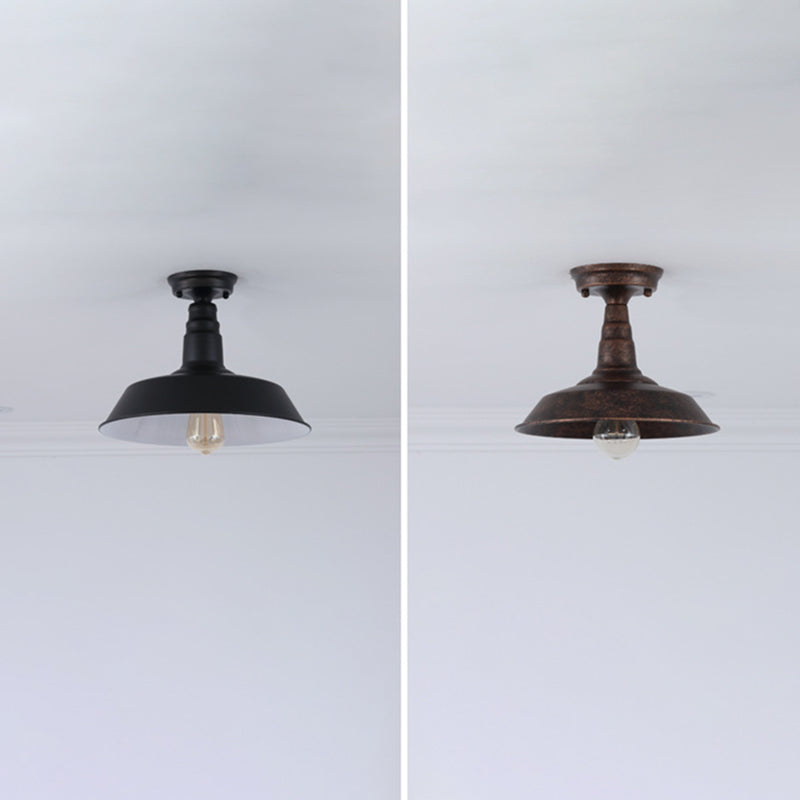 Plafonnier en fer de style industriel, 1 ampoule, plafonnier noir/marron