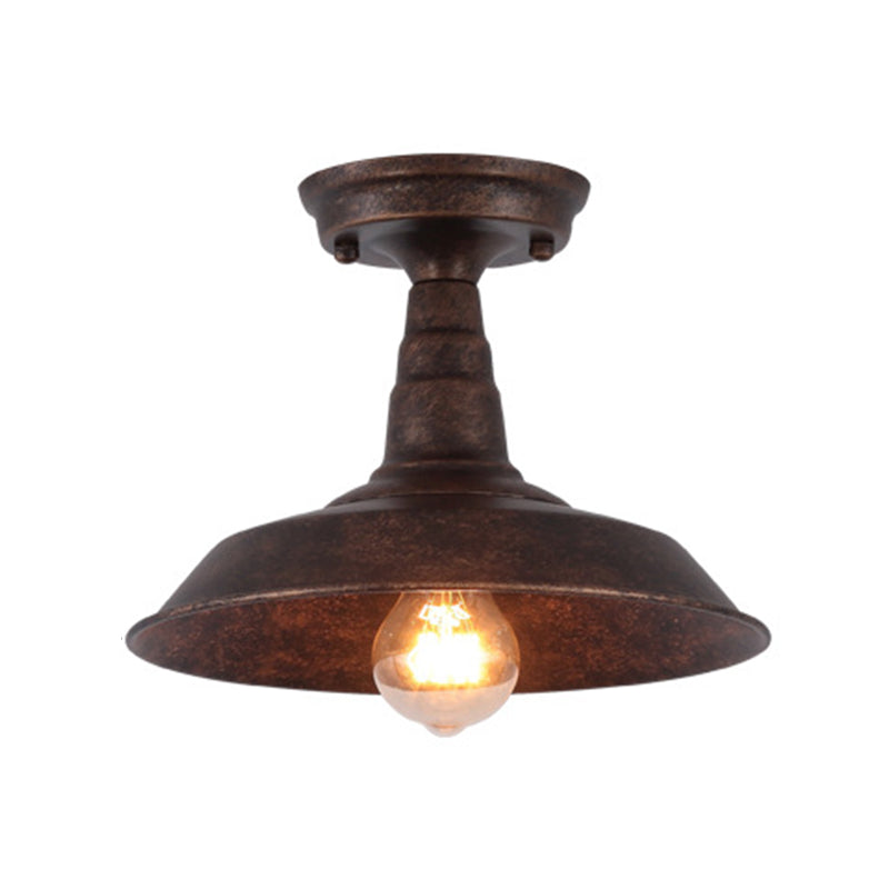 Plafonnier en fer de style industriel, 1 ampoule, plafonnier noir/marron