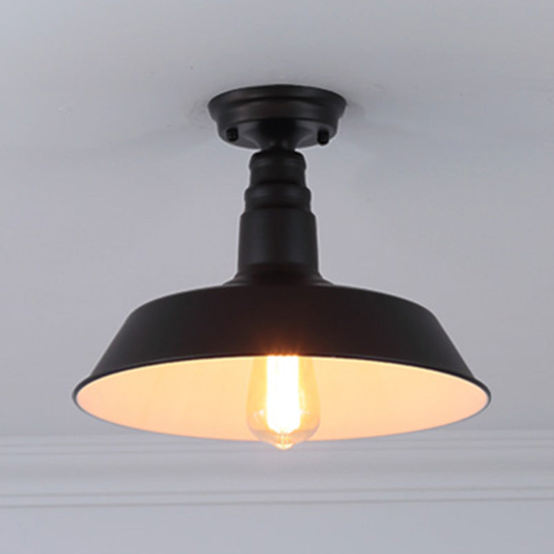 Plafonnier en fer de style industriel, 1 ampoule, plafonnier noir/marron