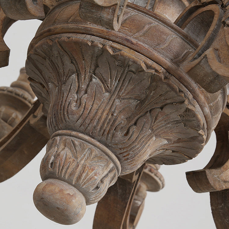 Chandelier en bois massif chandelier vintage country style pendant léger
