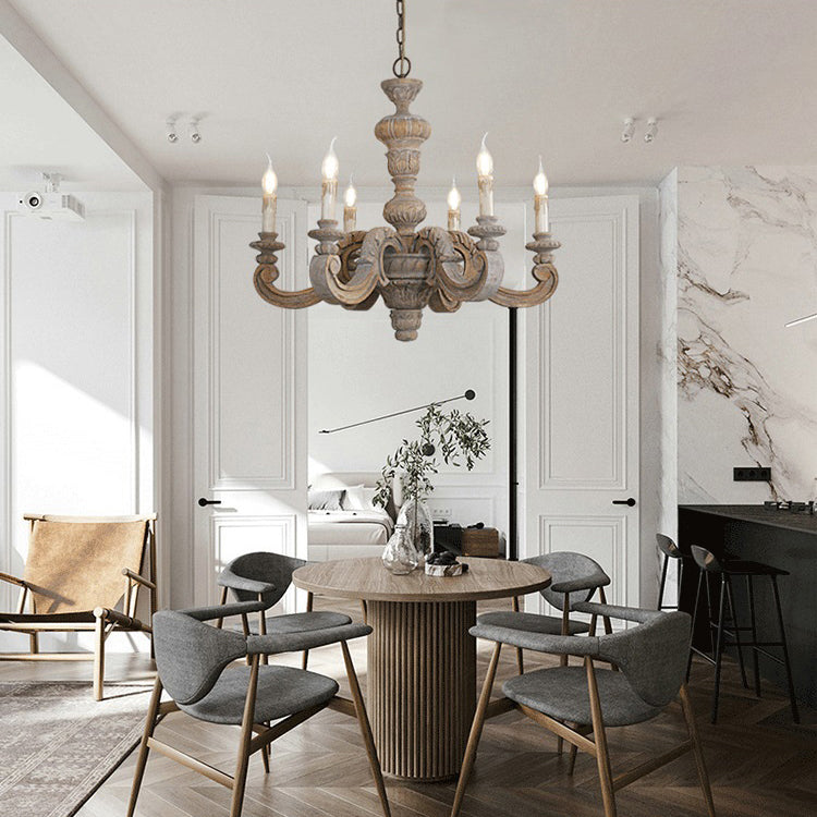 Chandelier en bois massif chandelier vintage country style pendant léger