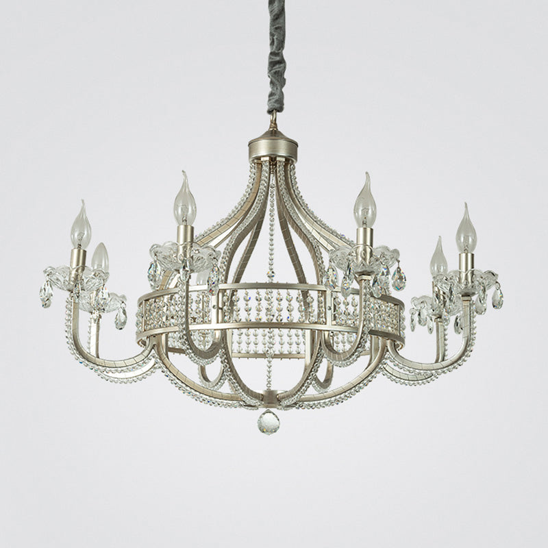 Silver Globe-Like Chandelier Luxury Modern Crystal Hanging Light for Dining Room