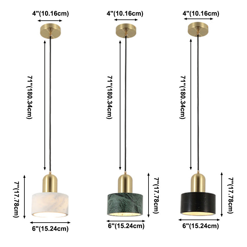 Drum Hanging Light Fixture Modern 1-Light Suspension Lamp with Stone Shade for Restaurant