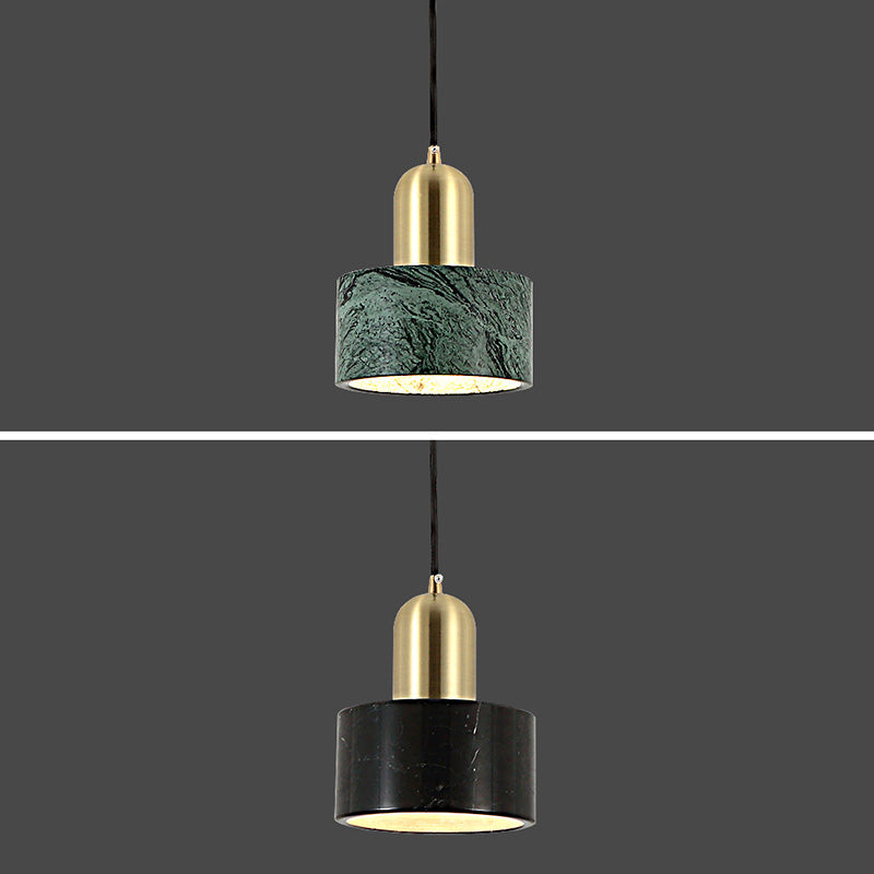 Drum Hanging Light Fixture Modern 1-Light Suspension Lamp with Stone Shade for Restaurant