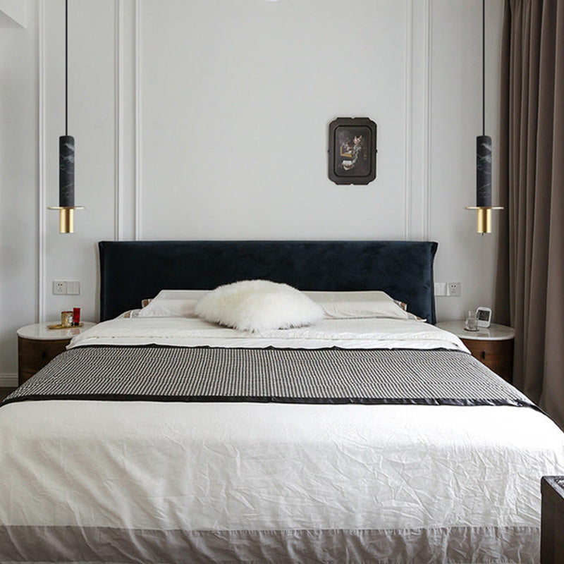 LED Marble Terrazzo Hanging Light Fixture Nordic Modern Style Living Room Long Downlight