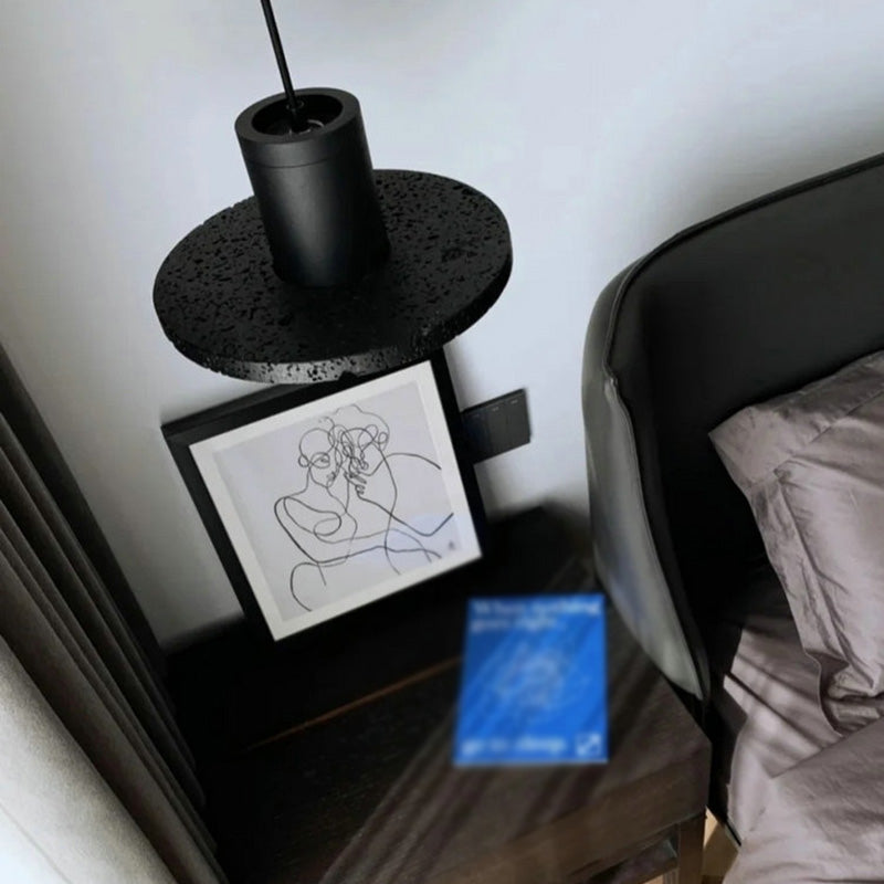 Black Hole Stone Chandelier Light Nordic Modern Style 1 Light Living Room Hanging Light Fixture