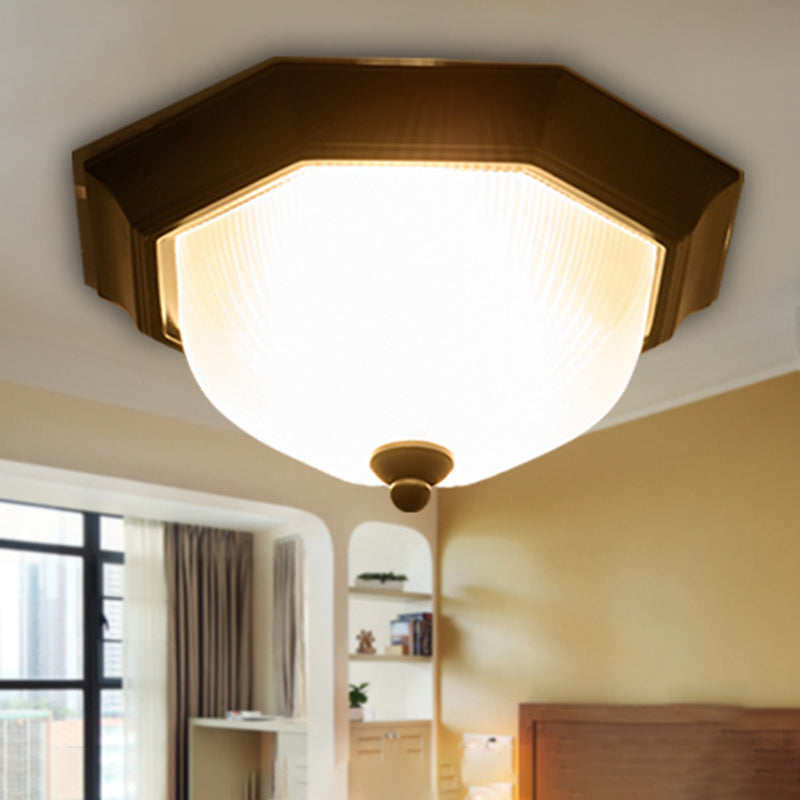 12" Wide Hexagon Flush Mount Classic Glass Flush Ceiling Light in Black