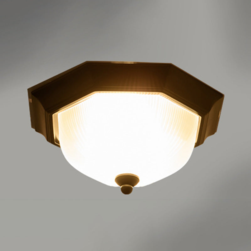 12" Wide Hexagon Flush Mount Classic Glass Flush Ceiling Light in Black