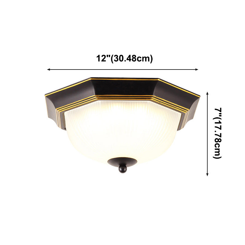 12" Wide Hexagon Flush Mount Classic Glass Flush Ceiling Light in Black