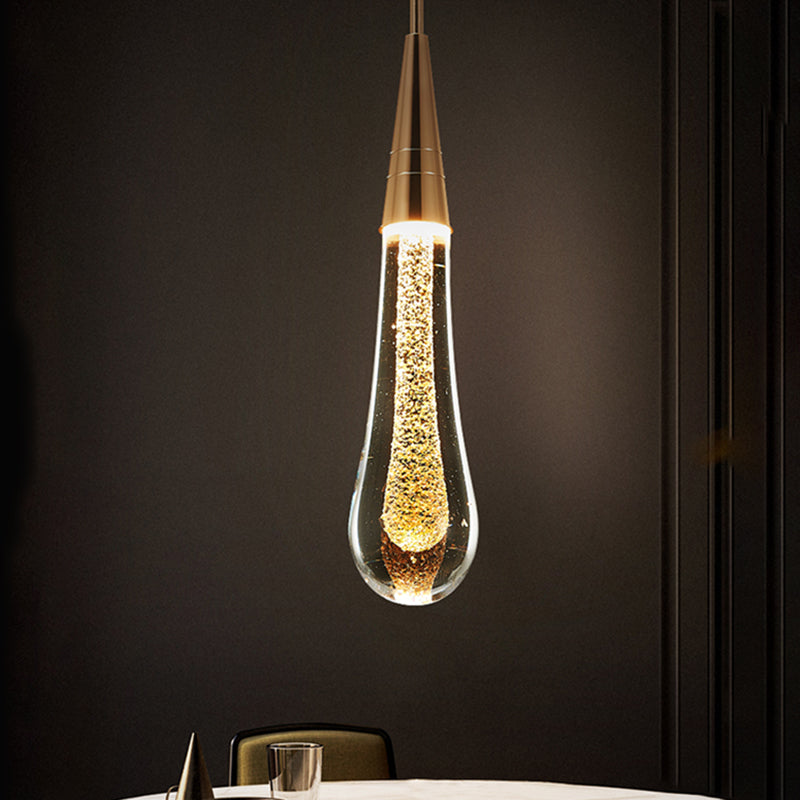 Tear Shape Crystal Hanging Light Fixture LED Simple Luxury Style Indoor Chandelier Pendant Light