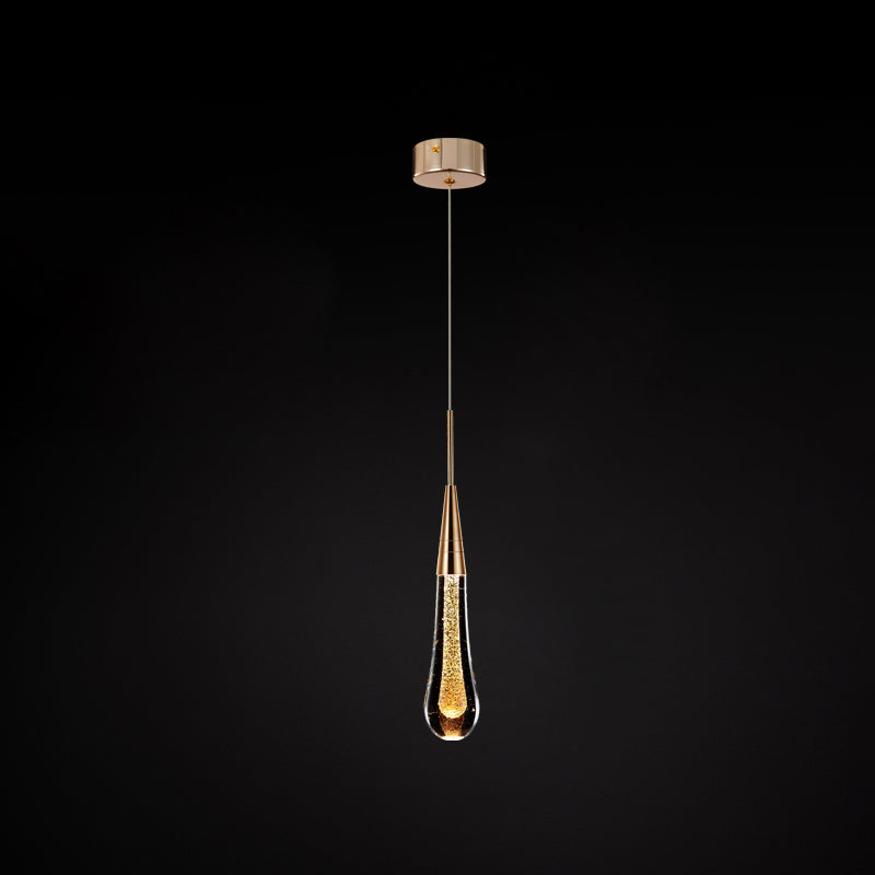 Tear Shape Crystal Hanging Light Fixture LED Simple Luxury Style Indoor Chandelier Pendant Light