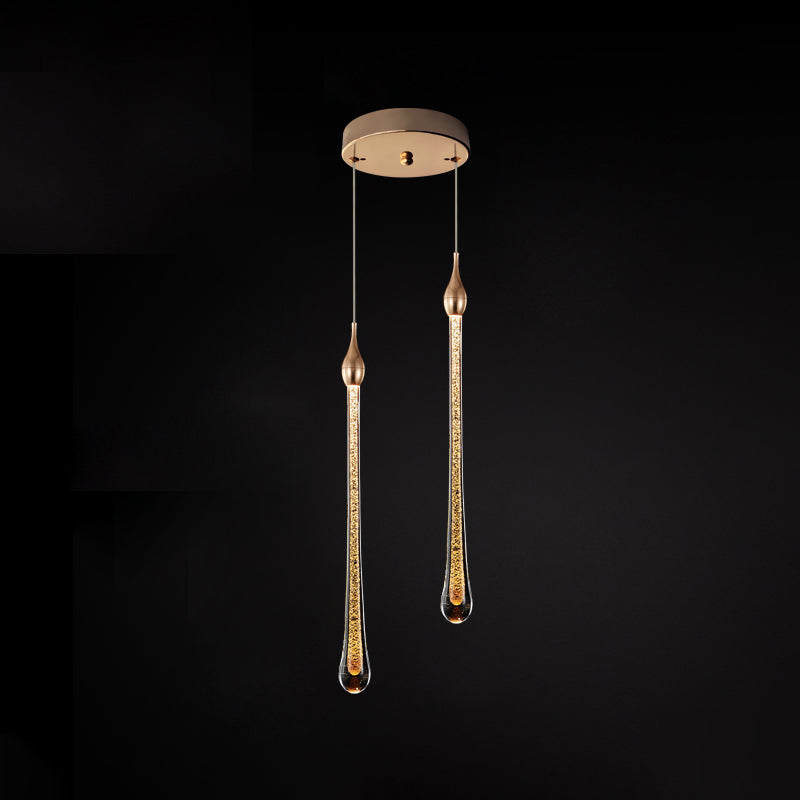 Tear Shape Crystal Hanging Light Fixture LED Simple Luxury Style Indoor Chandelier Pendant Light