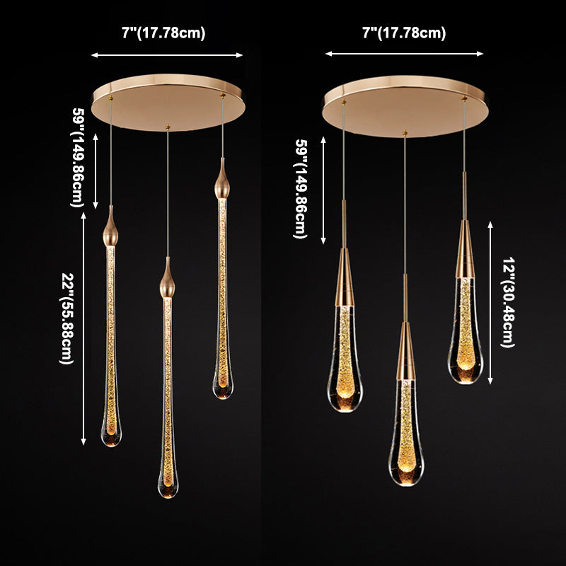 Tear Shape Crystal Hanging Light Fixture LED Simple Luxury Style Indoor Chandelier Pendant Light