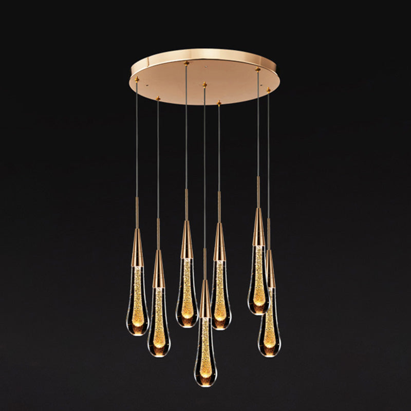 Tear Shape Crystal Hanging Light Fixture LED Simple Luxury Style Indoor Chandelier Pendant Light