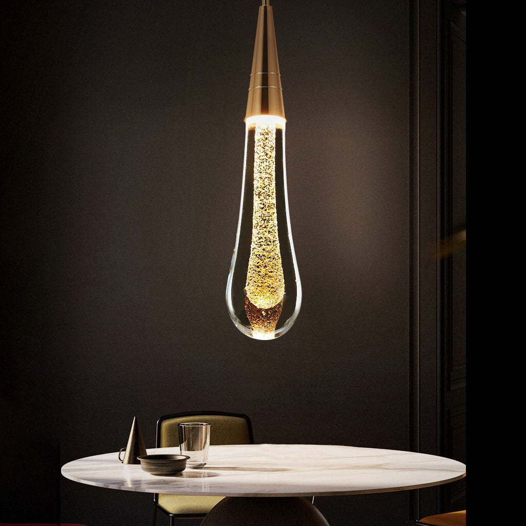 Tear Shape Crystal Hanging Light Fixture LED Simple Luxury Style Indoor Chandelier Pendant Light