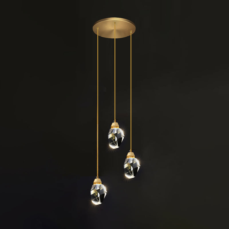 Lampada appesa al cristallo a LED semplice soggiorno in stile lusso lampadario a sospensione a sospensione