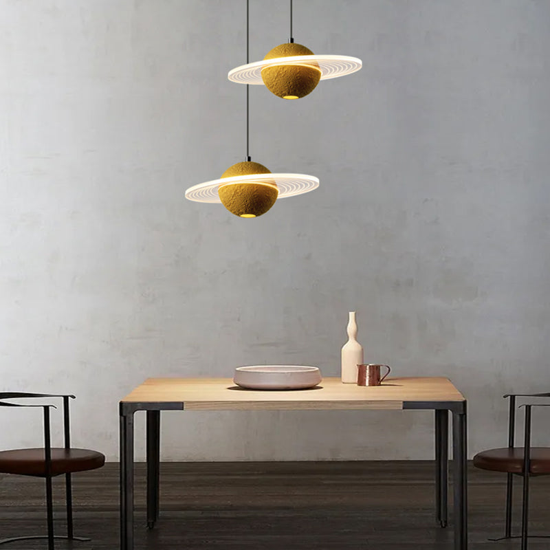 Contemporary Style Globe Hanging Lamp Stone Single Light Pendant Lamp for Bar