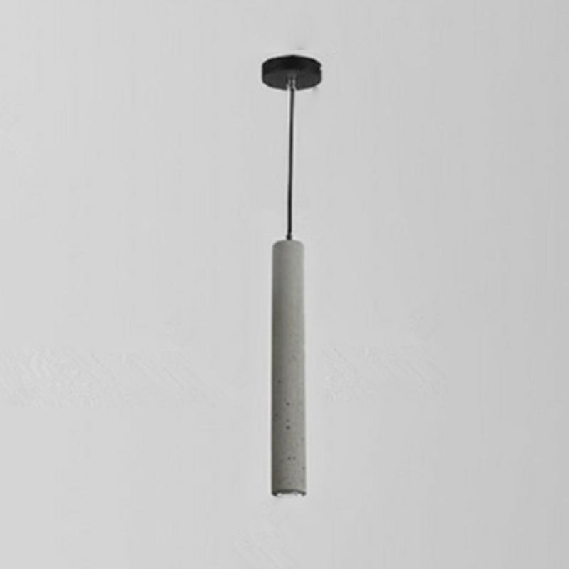 Cement Cylinder LED Track Light Nordic Style 1-LED Pendant Lighting in Gray for Kitchen Island
