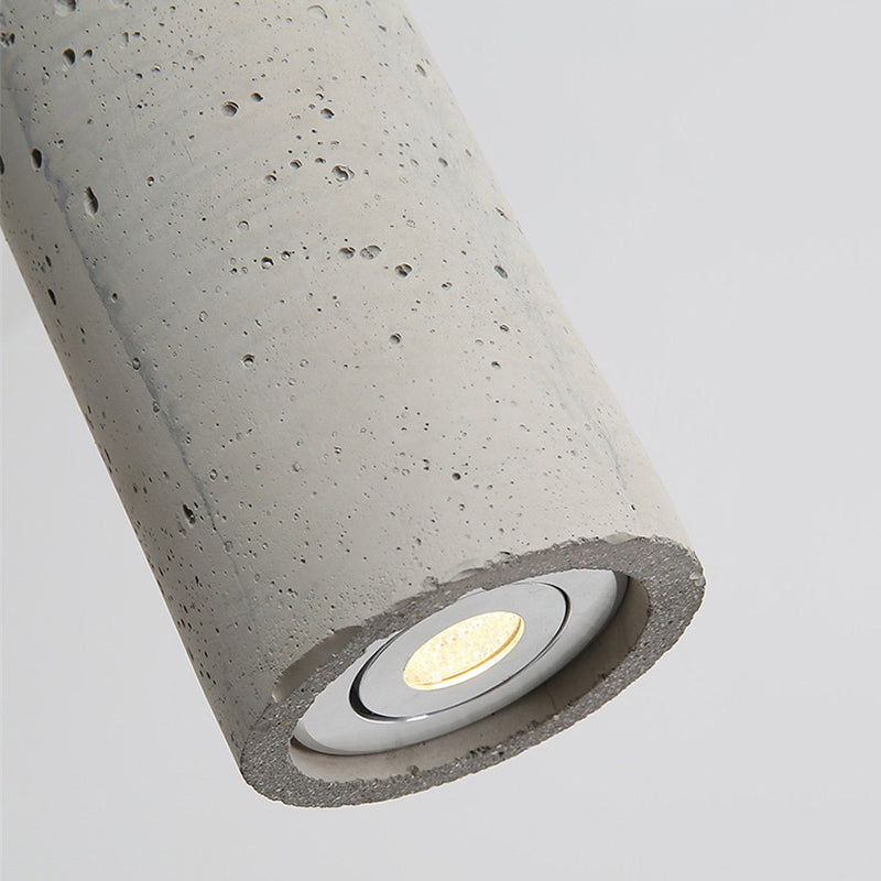 Cement Cylinder LED Track Light Nordic Style 1-LED Pendant Lighting in Gray for Kitchen Island