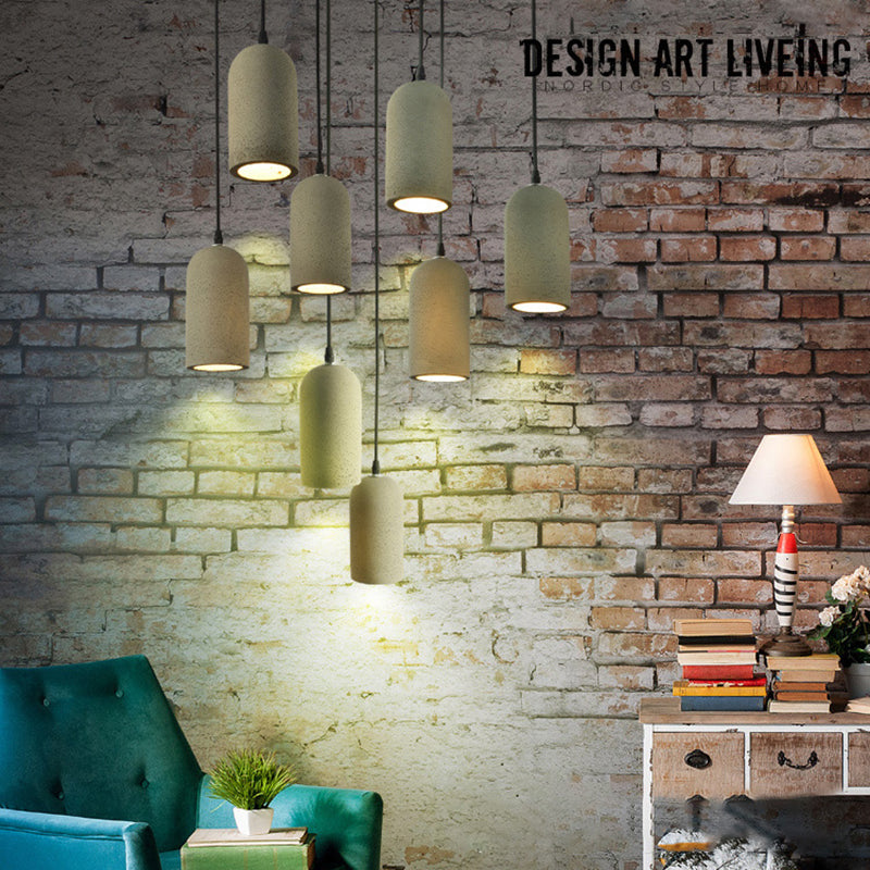 Nordic Style Gray Pendant Light with Shade 1 Light Cement Ceiling Lamp for Cloth Shop