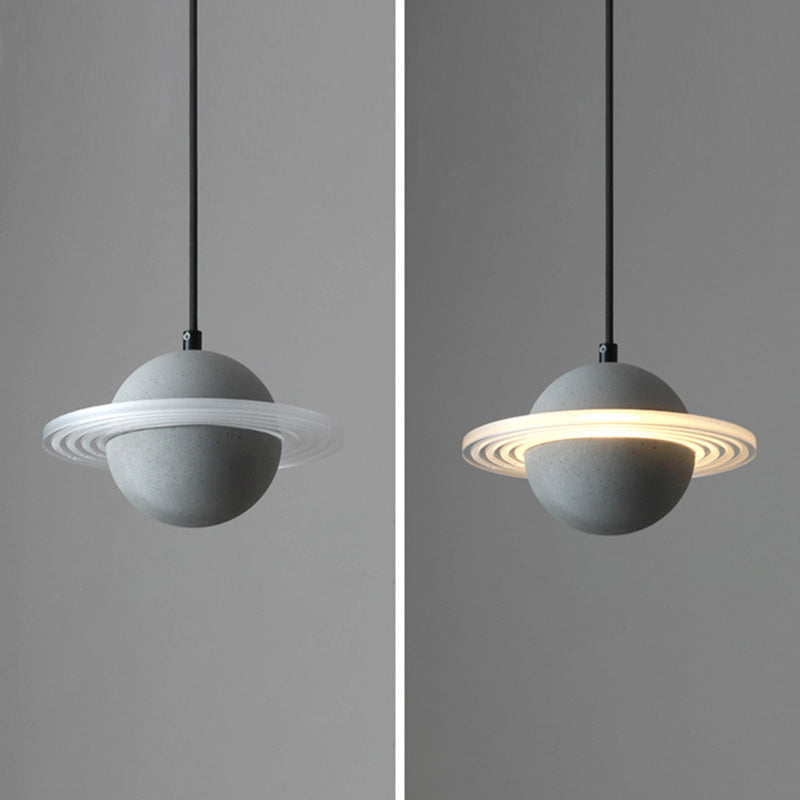 Stone Integrated LED Hanging Lamp Kit Minimalist Style Pendant Spherical in 1 Light
