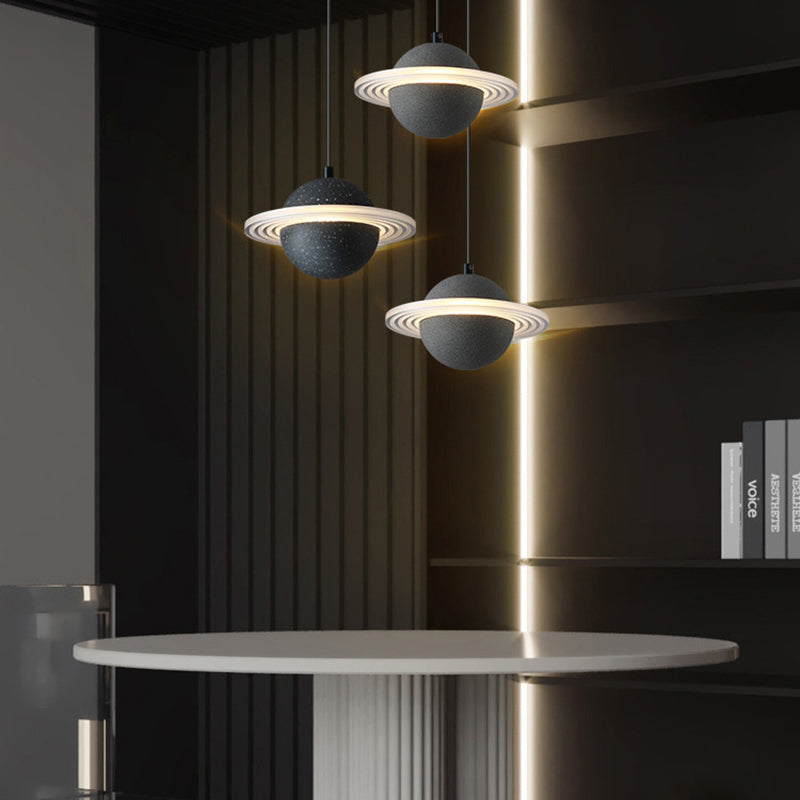 Stone Integrated LED Hanging Lamp Kit Minimalist Style Pendant Spherical in 1 Light