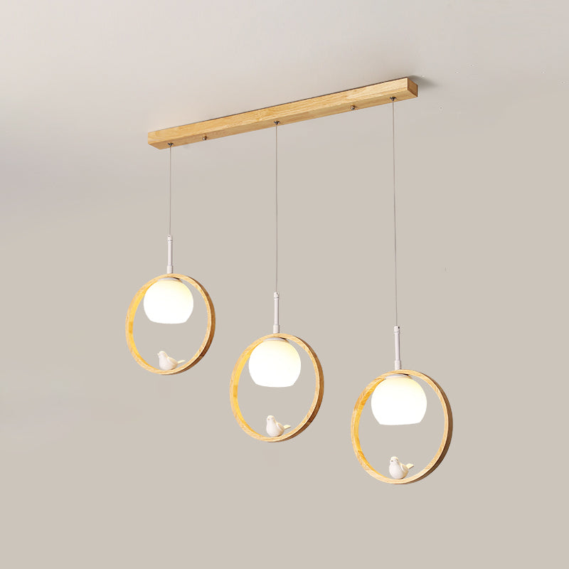 Luci a sospensione a sospensione rotonda lampada a sospensione bianca moderna con tonalità di vetro per ristorante