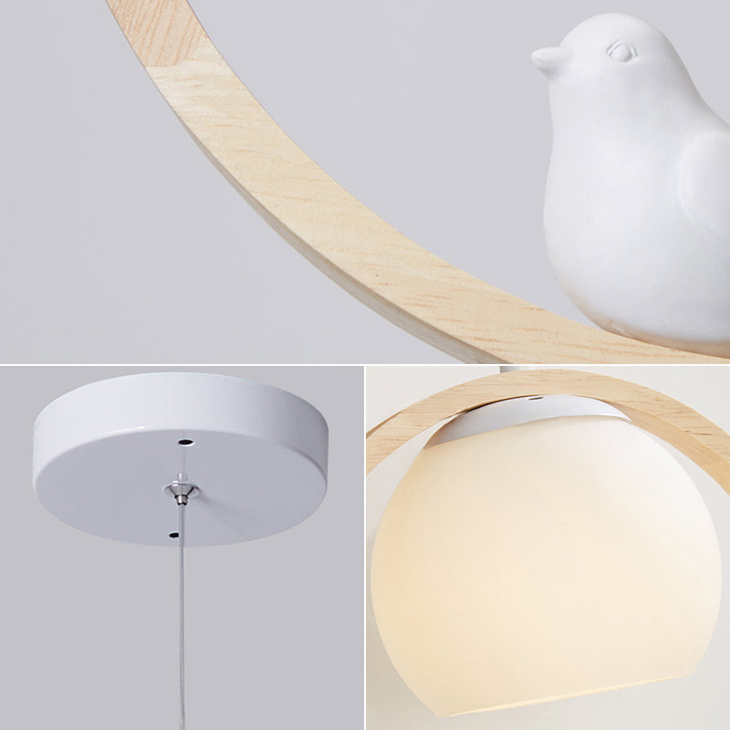 Luci a sospensione a sospensione rotonda lampada a sospensione bianca moderna con tonalità di vetro per ristorante