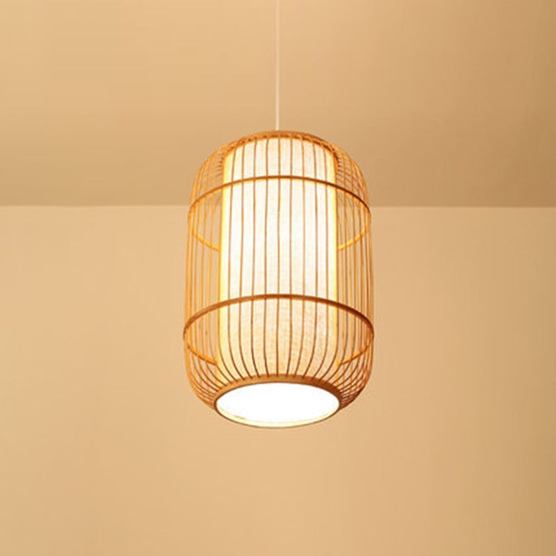 Chinese Elongated Pendant Lighting Fixtures Rattan Hanging Light with Hanging Cord for Restaurant
