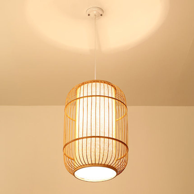 Chinese Elongated Pendant Lighting Fixtures Rattan Hanging Light with Hanging Cord for Restaurant