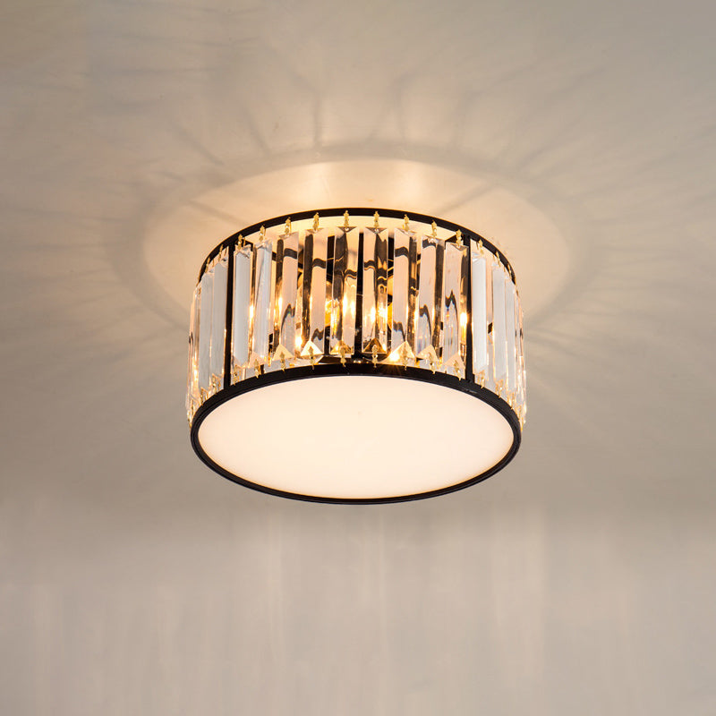 Modern Home Decor Drum Shape Flush Crystal Ceiling Lights for Sitting Room