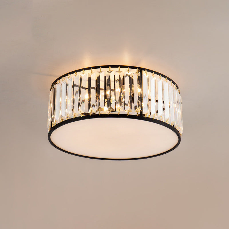 Modern Home Decor Drum Shape Flush Crystal Ceiling Lights for Sitting Room