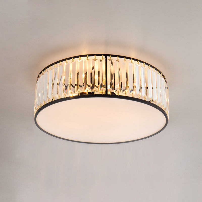 Modern Home Decor Drum Shape Flush Crystal Ceiling Lights for Sitting Room