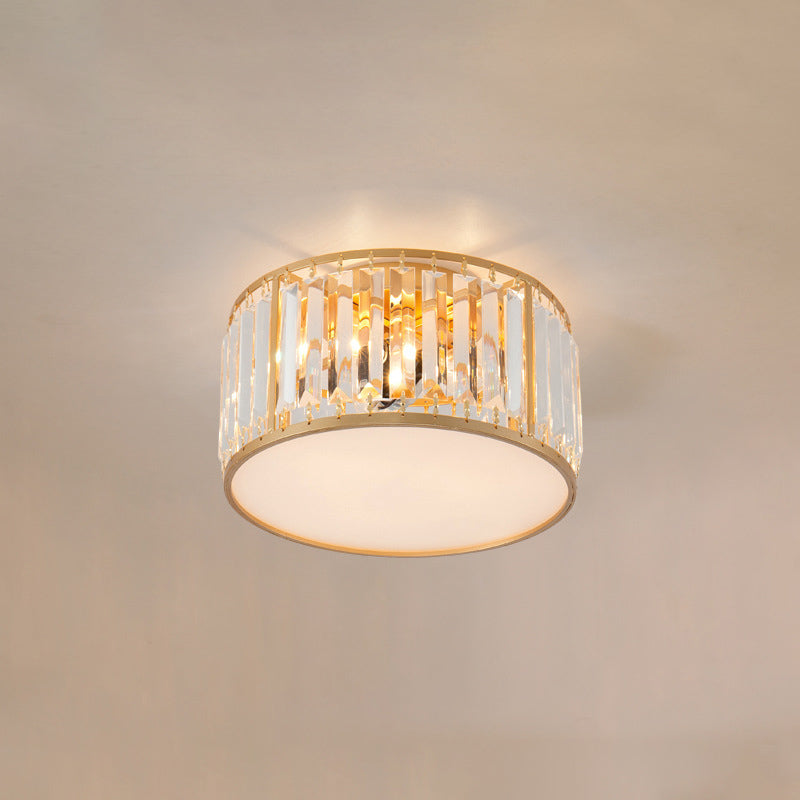Modern Home Decor Drum Shape Flush Crystal Ceiling Lights for Sitting Room