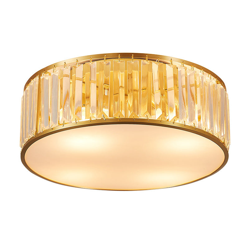 Modern Home Decor Drum Shape Flush Crystal Ceiling Lights for Sitting Room